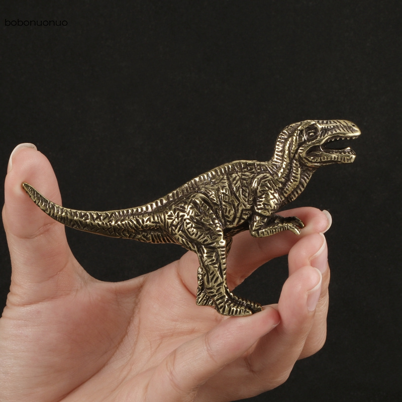 Dinosaur And Craft - Antique Brass Dilophosaurus Dinosaur Statue Desk