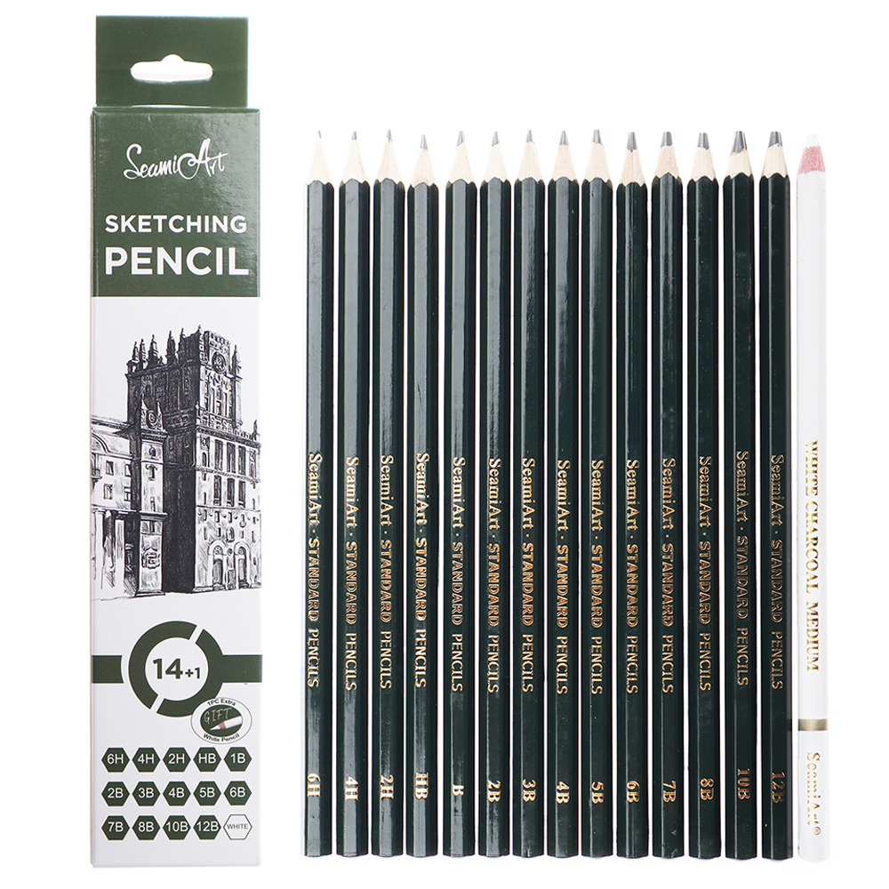 Sketching Charcoal Set - 14PCS Sketching Pencil Set (6H–12B) with