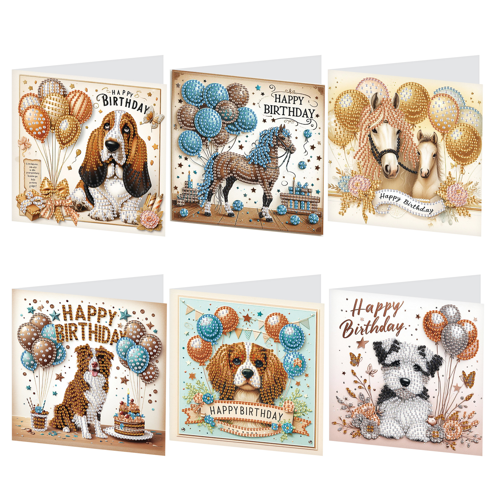Art Craft Animals - 6 Pcs Diamond Art Painting Greeting
