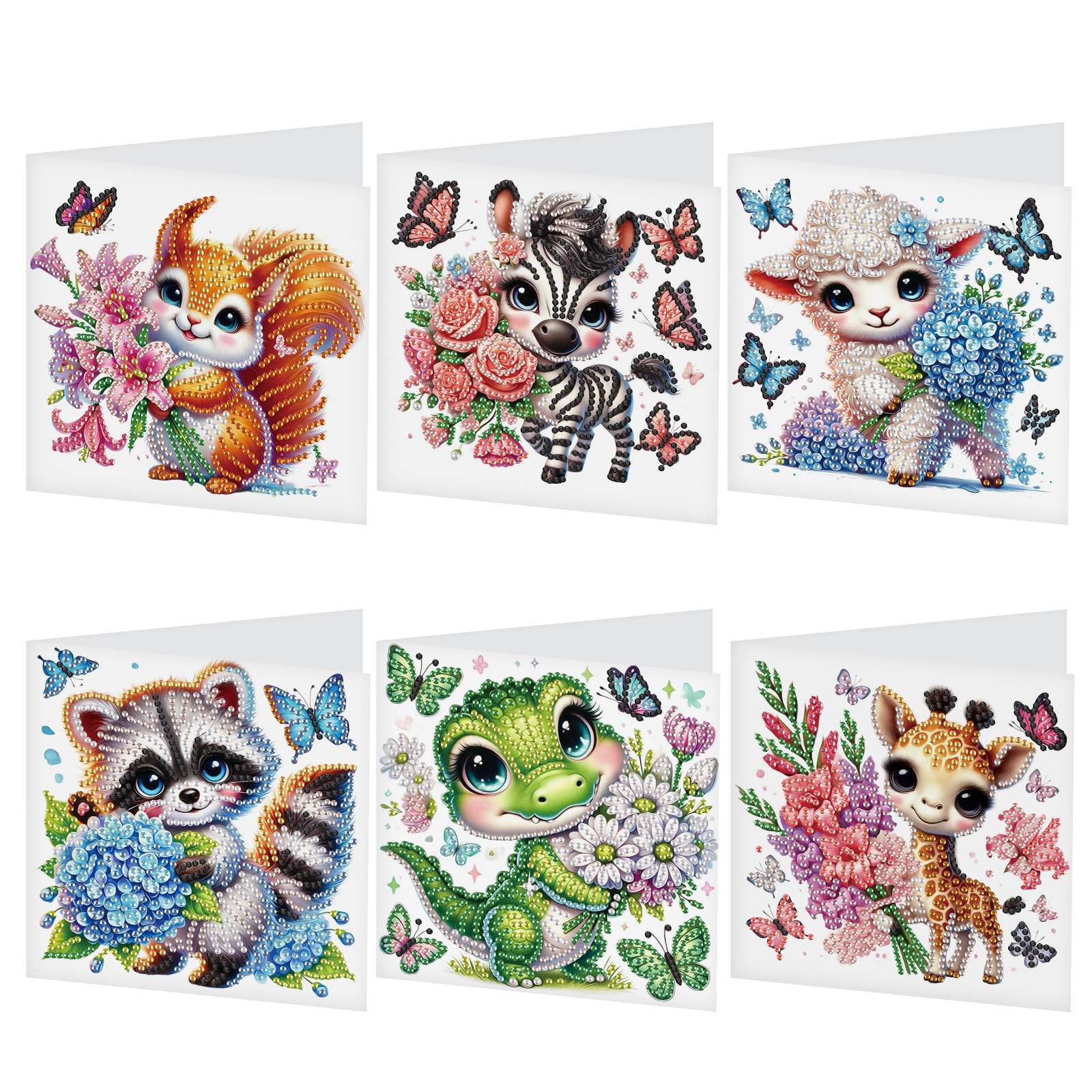 Art Craft Animals - 6Pcs Diamond Art Painting Greeting Cards