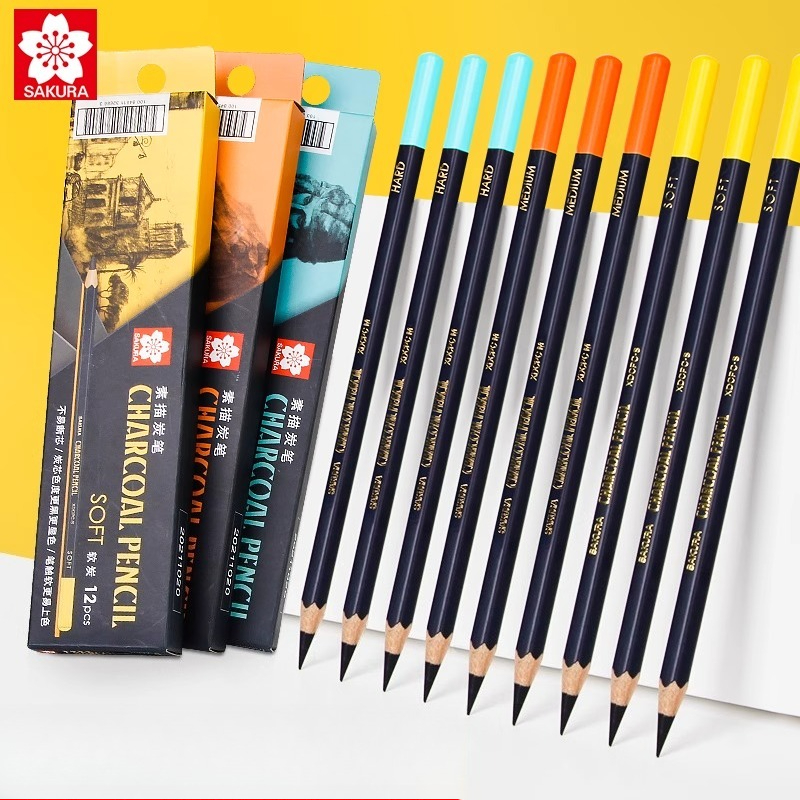 Sketching Charcoal Set - SAKURA Professional Charcoal Wooden Pencil Set