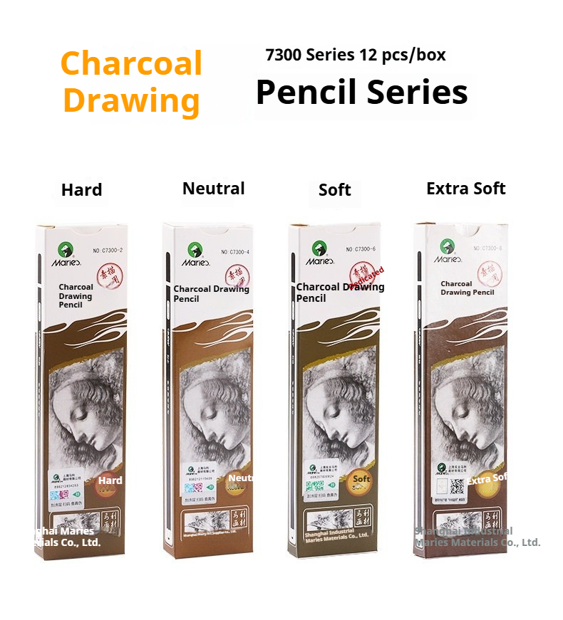 Sketching Charcoal Set - Marie's 12pcs Charcoal Pencils,Extra Soft/Soft/Medium Art