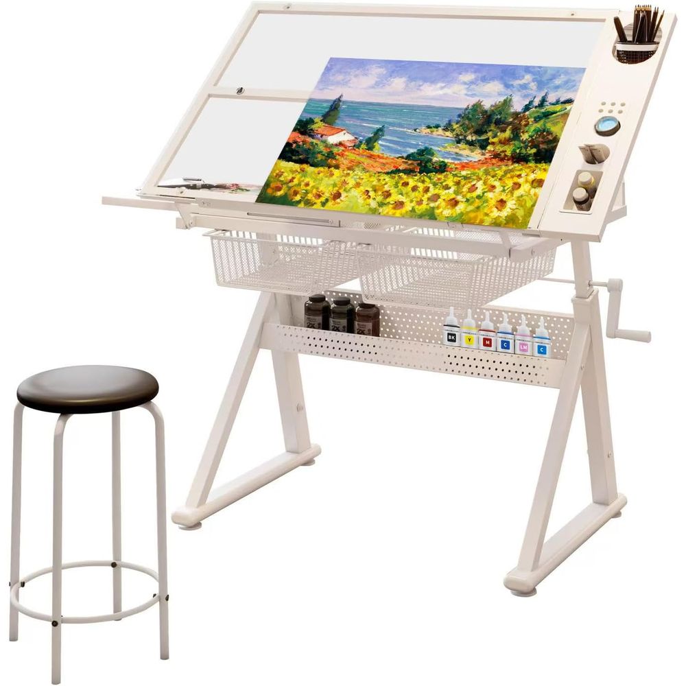 Art & Craft Be - Adjustable Art Desk with Tempered Glass