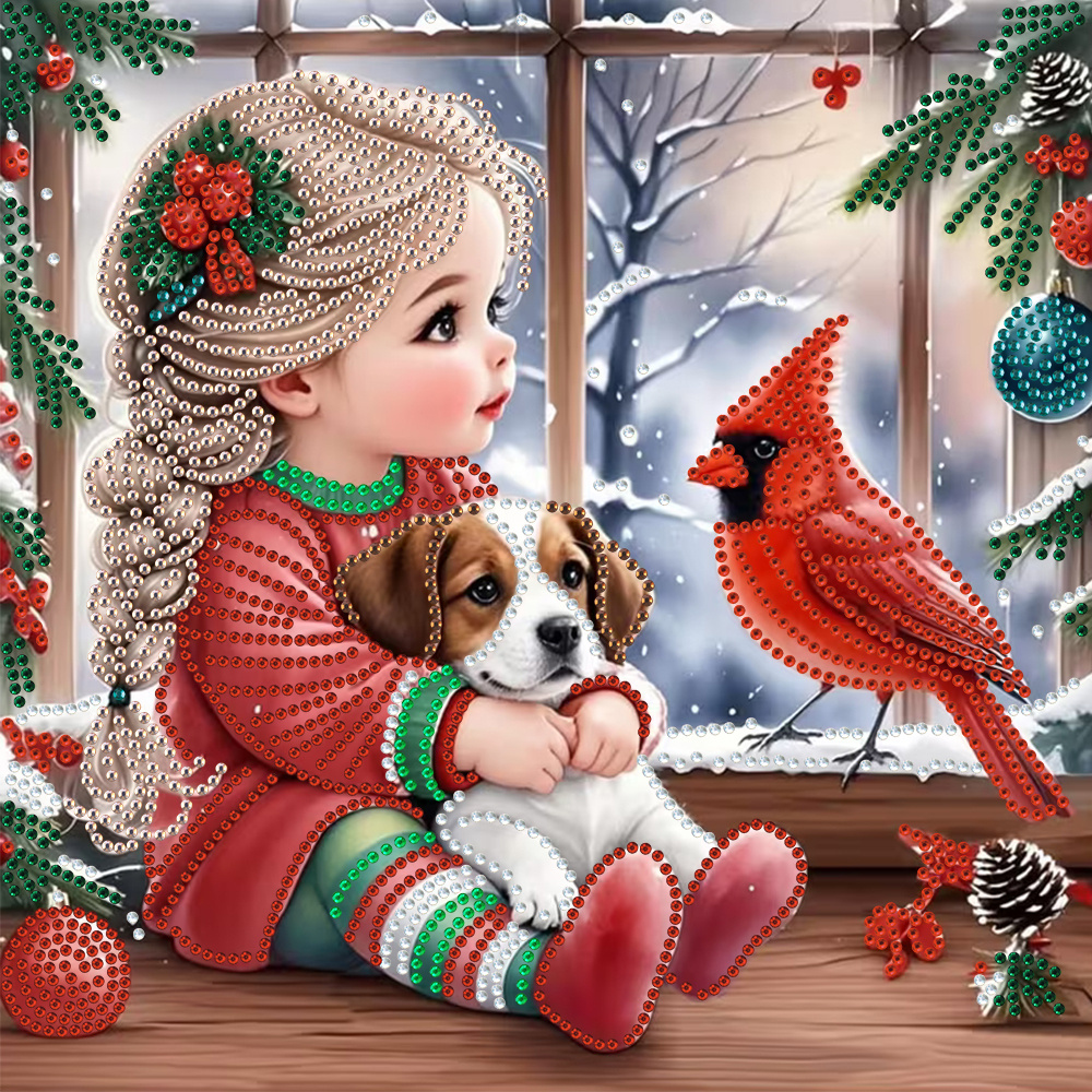 Art Craft Girl - Winter Girl and Dog Diamond Painting