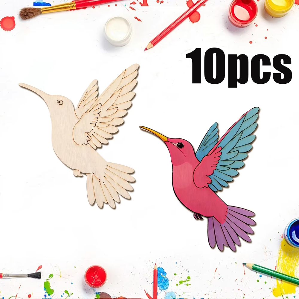 Art & Craft Be - 10pcs Unfinished Wood Animal Bird Cutouts,Wooden