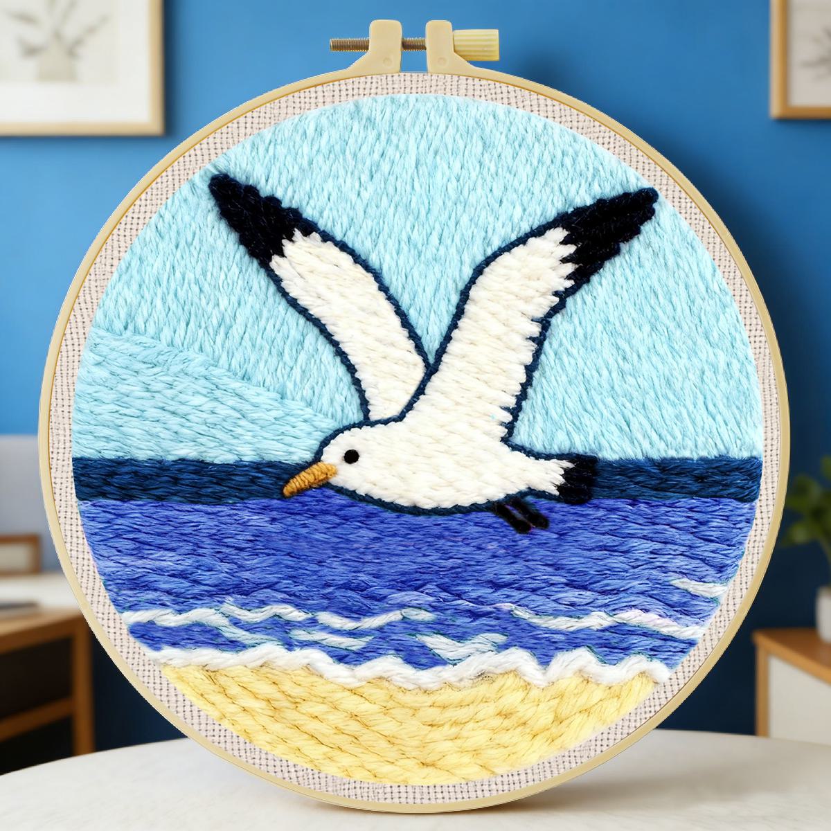 Punch Needle Kit - 20X20CM/7.87inch Animal - Seagull punch needle