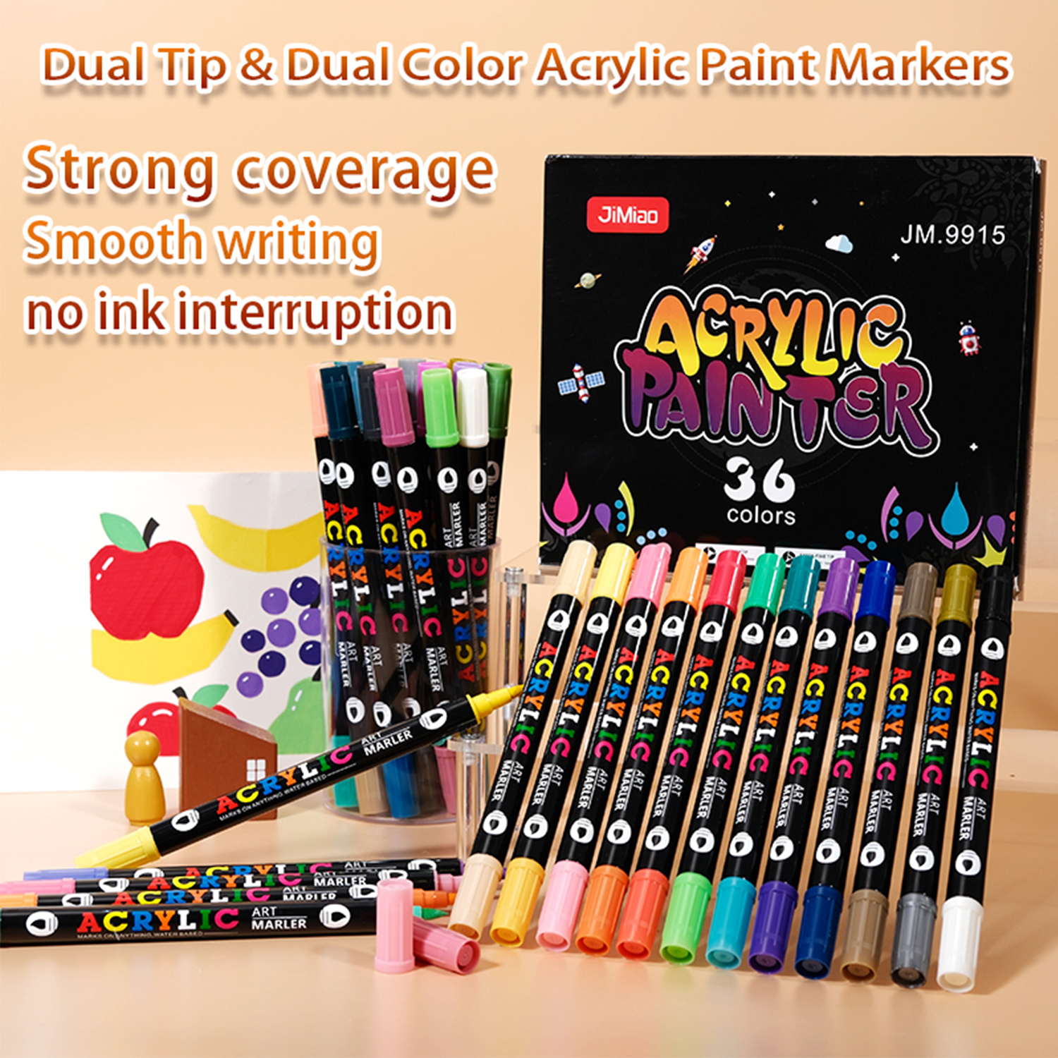 Art Craft Online - Dual-Tip Dual-Color Soft-Tipped Acrylic Marker Set