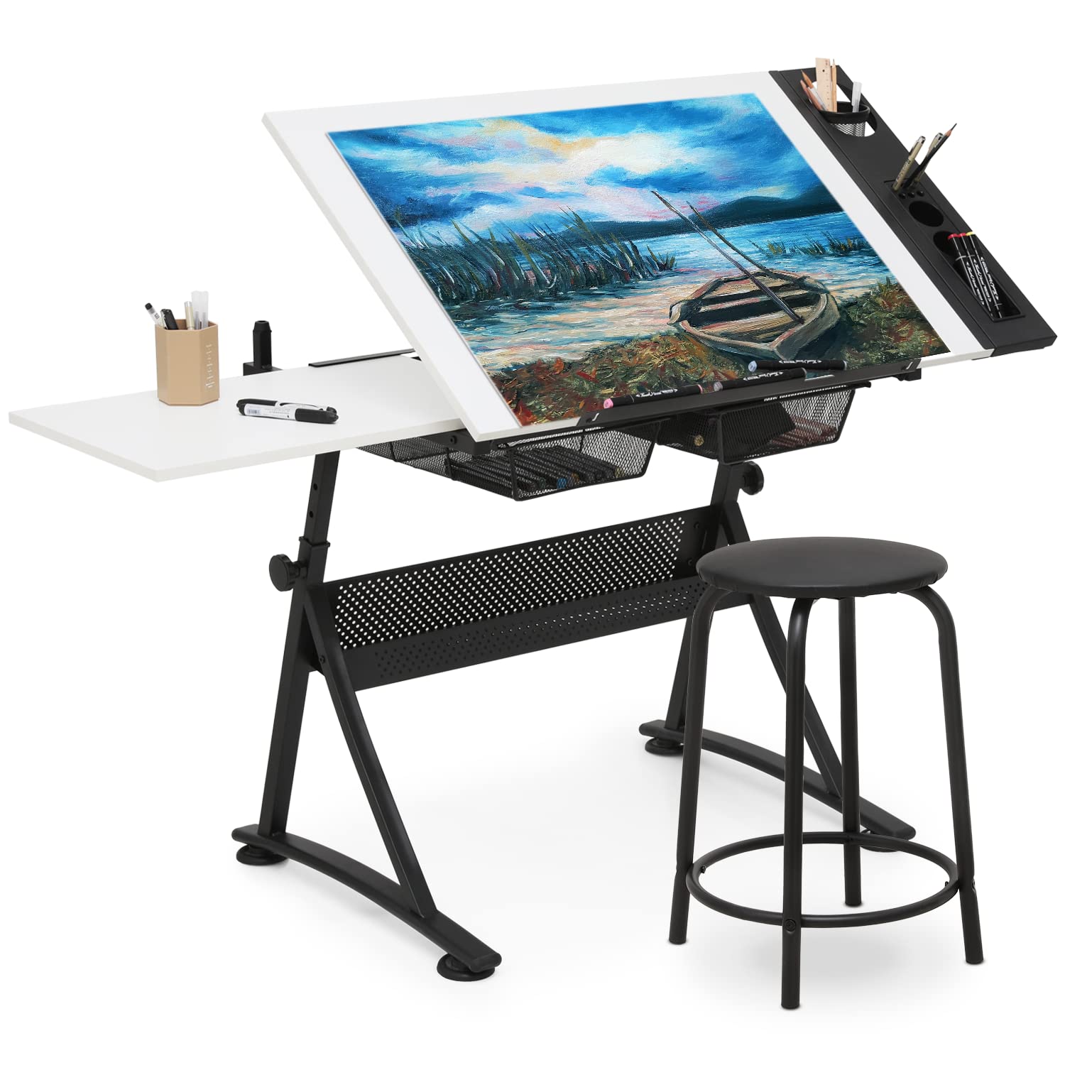 Art & Craft Be - Art Deco Drafting Table, Height-Adjustable, Tiltable