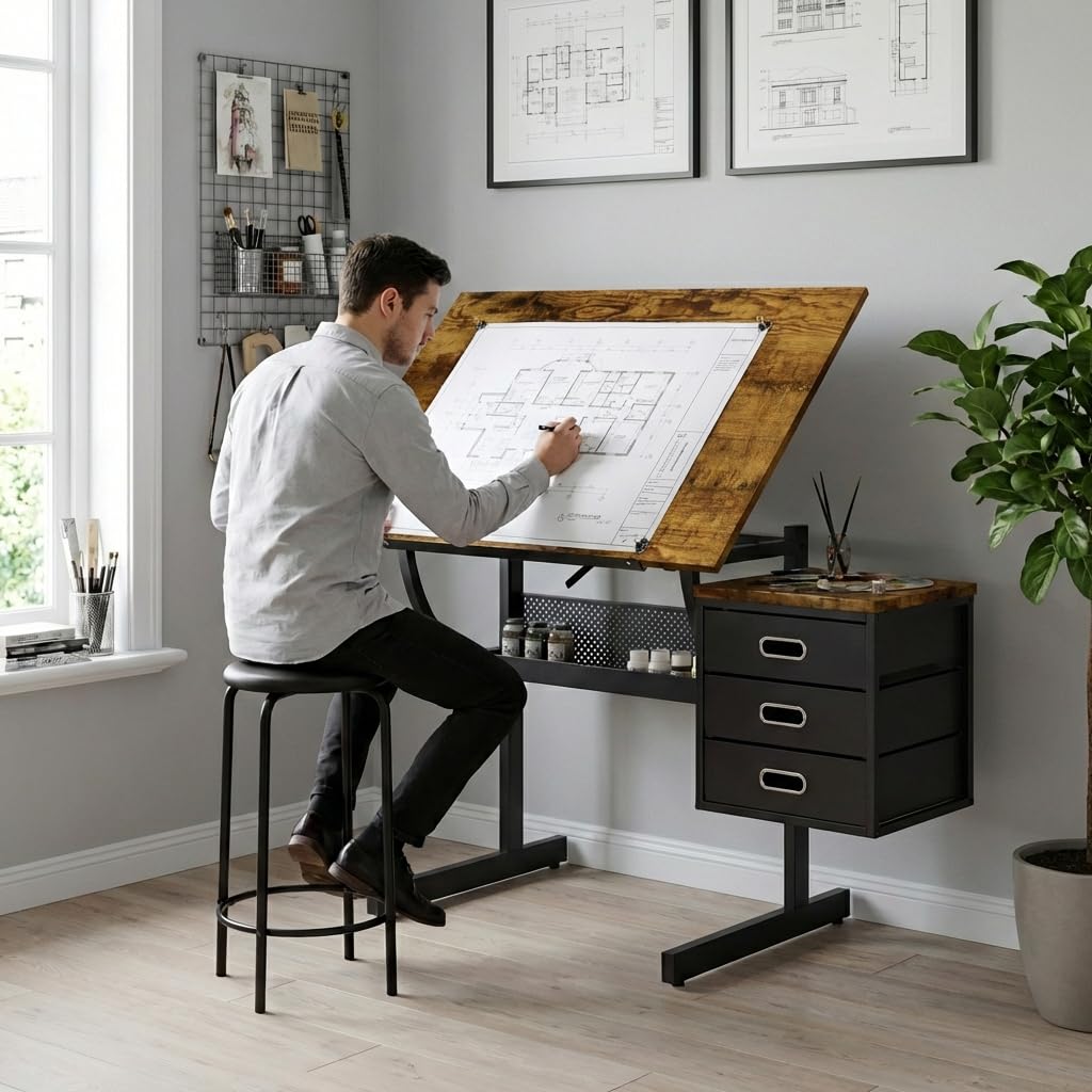 Art & Craft Be - Adjustable Art Desk with Storage, 0-75°