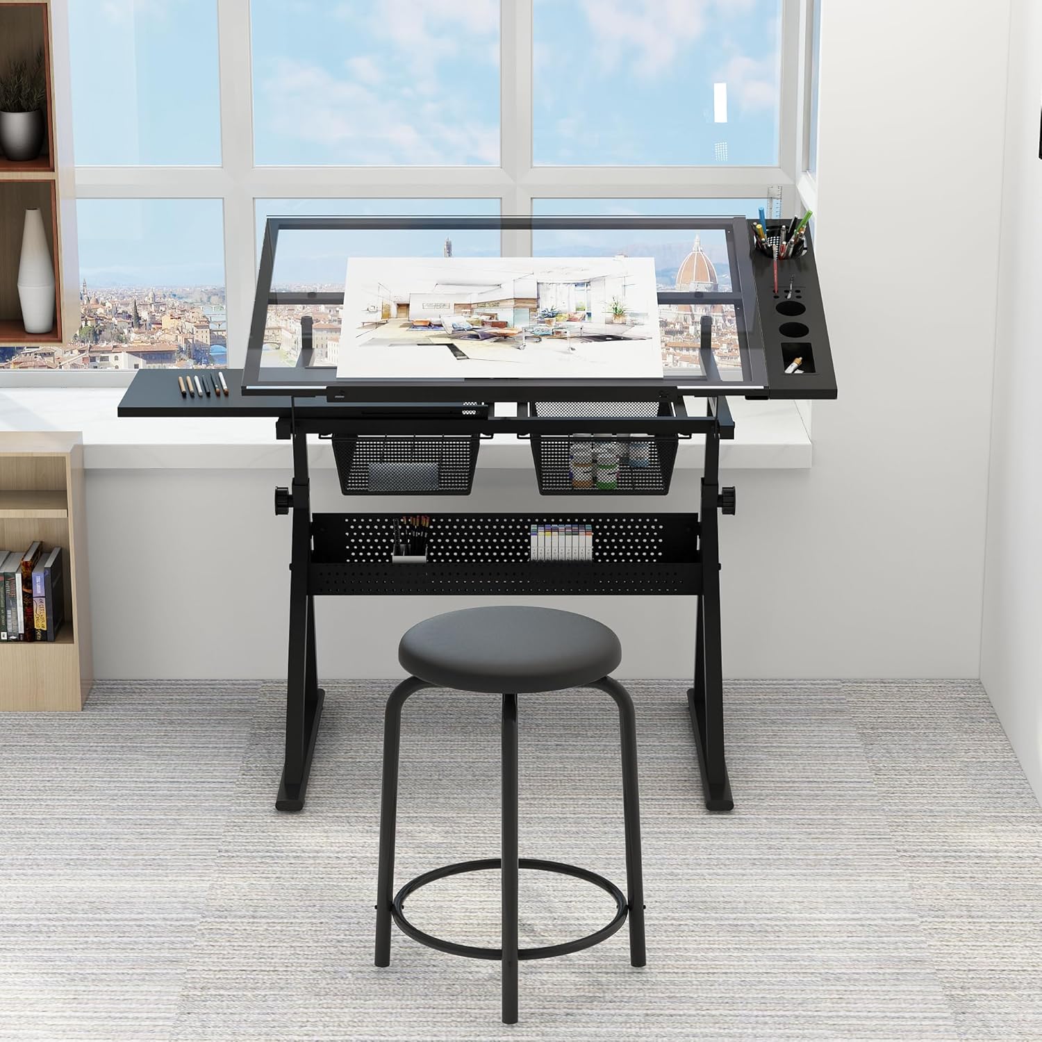 Art & Craft Be - Table w/Stool, Height Adjustable Drawing Table,