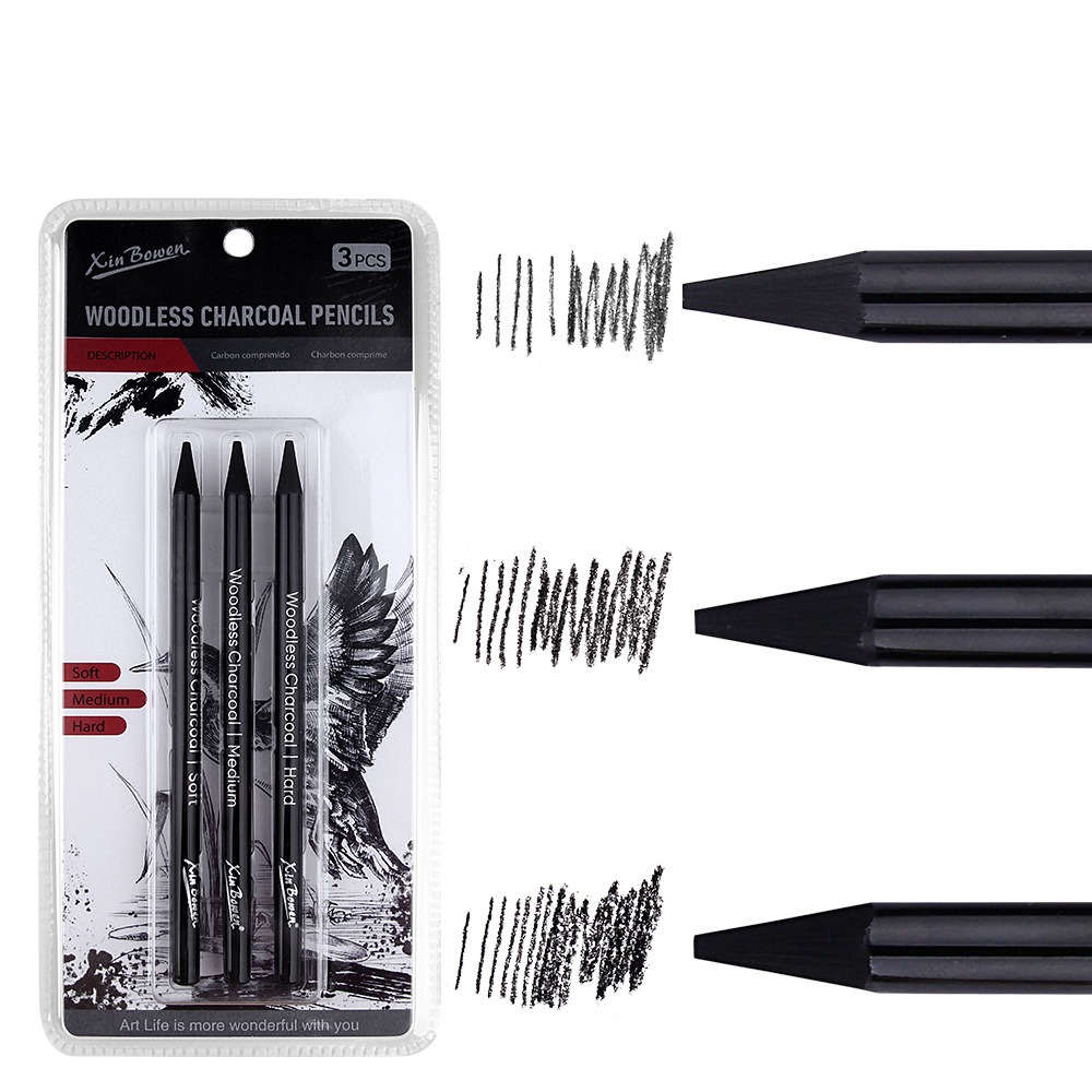 3Pcs Soft/Medium/Hard Charcoal - Sketching Charcoal Set avis et prix