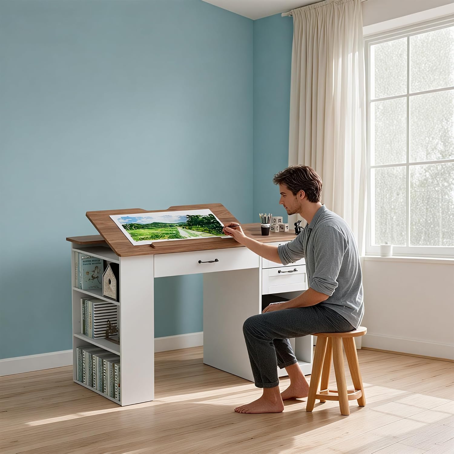 Drafting Table with Storage Ca - Art & Craft Be avis et prix