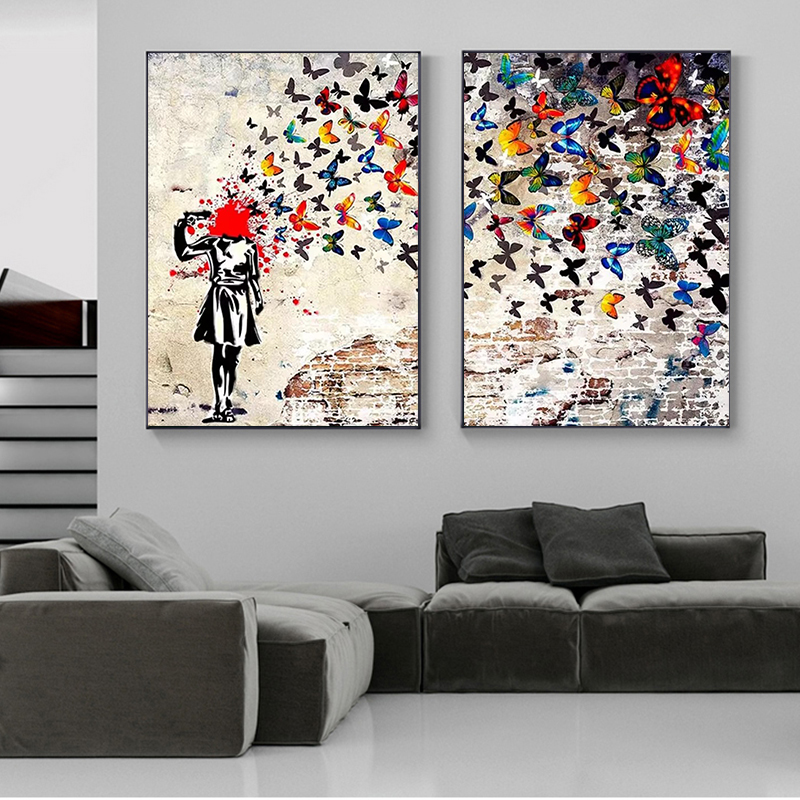 Banksy Butterfly Girl Poster a - Art Craft Butterfly avis et prix