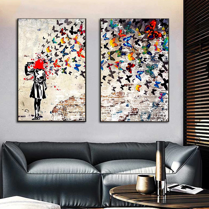 Banksy Butterfly Girl Poster a - Art Craft Butterfly avis et prix