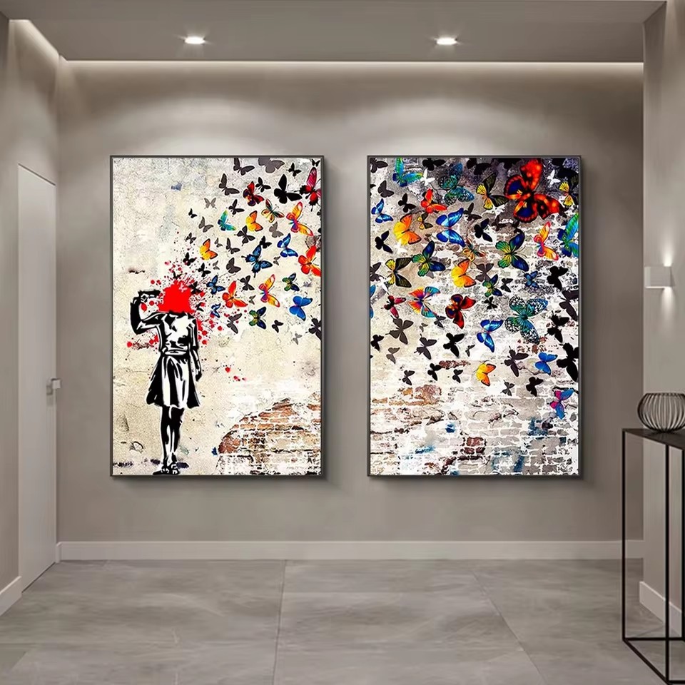 Banksy Butterfly Girl Poster a - Art Craft Butterfly avis et prix