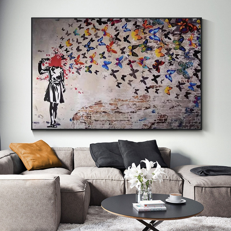 Banksy Butterfly Girl Poster a - Art Craft Butterfly avis et prix