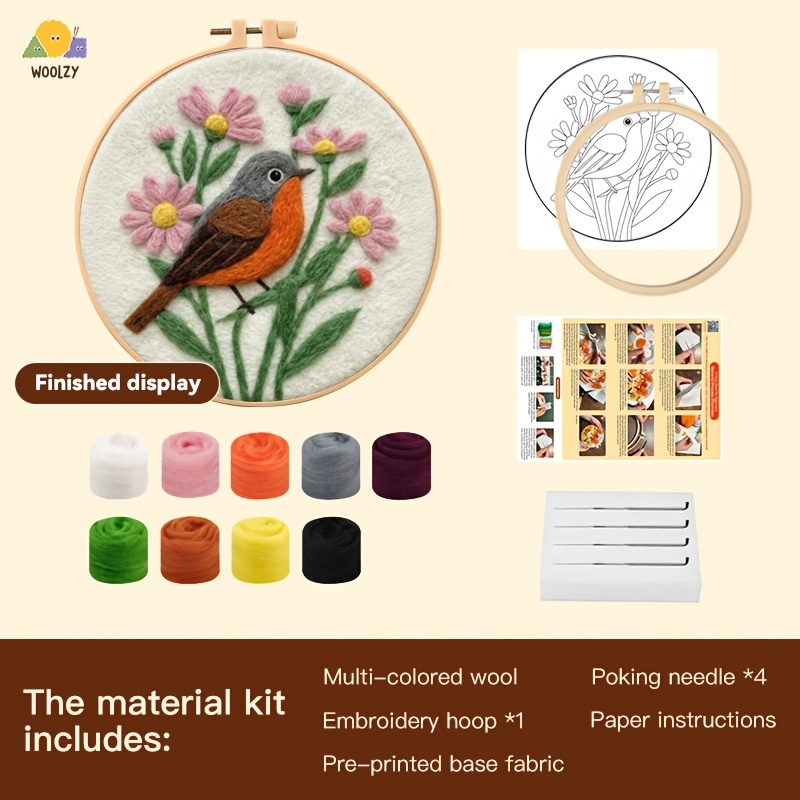 Robin & Daisy Felt Embroidery  - Punch Needle Kit avis et prix