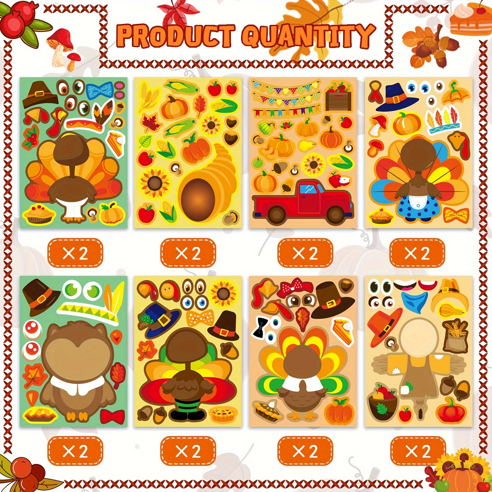 8/16Sheets Thanksgiving Turkey - Art And Craft Autumn avis et prix