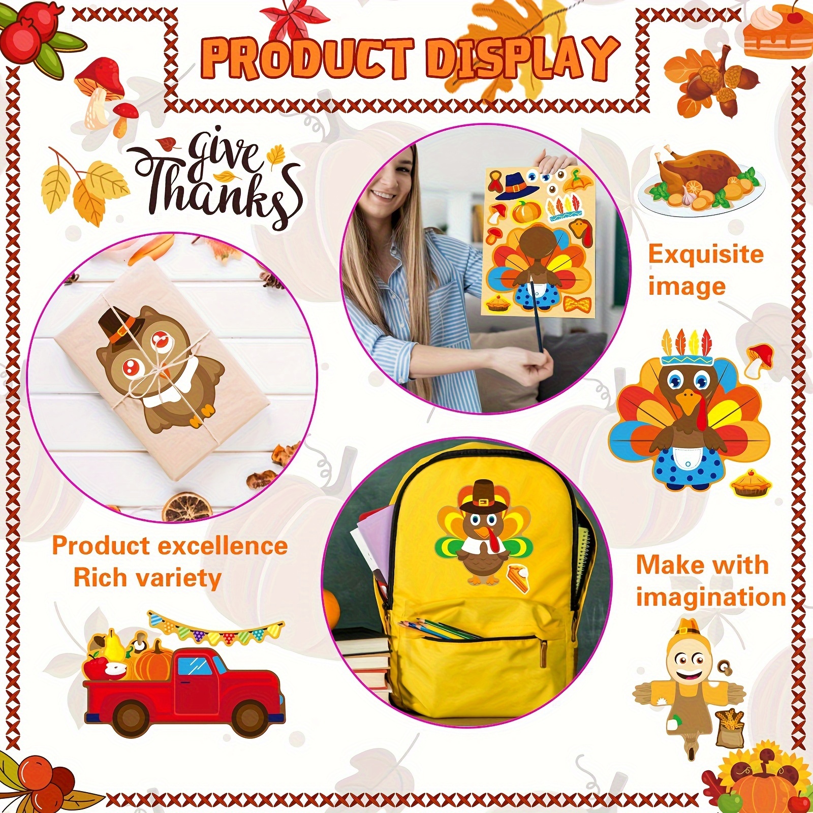 8/16Sheets Thanksgiving Turkey - Art And Craft Autumn avis et prix
