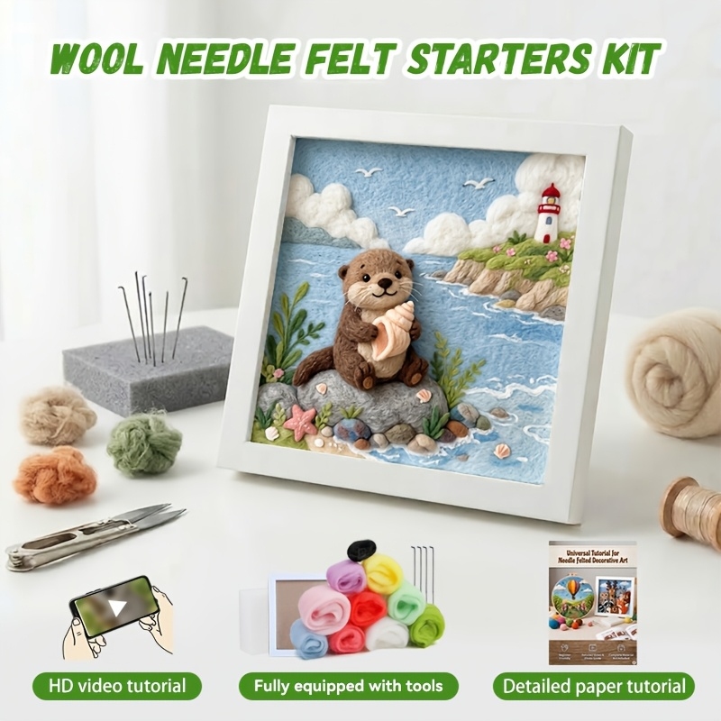 Cute Otter Holding Conch Punch - Punch Needle Kit avis et prix