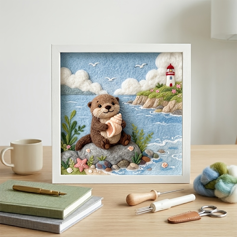 Cute Otter Holding Conch Punch - Punch Needle Kit avis et prix