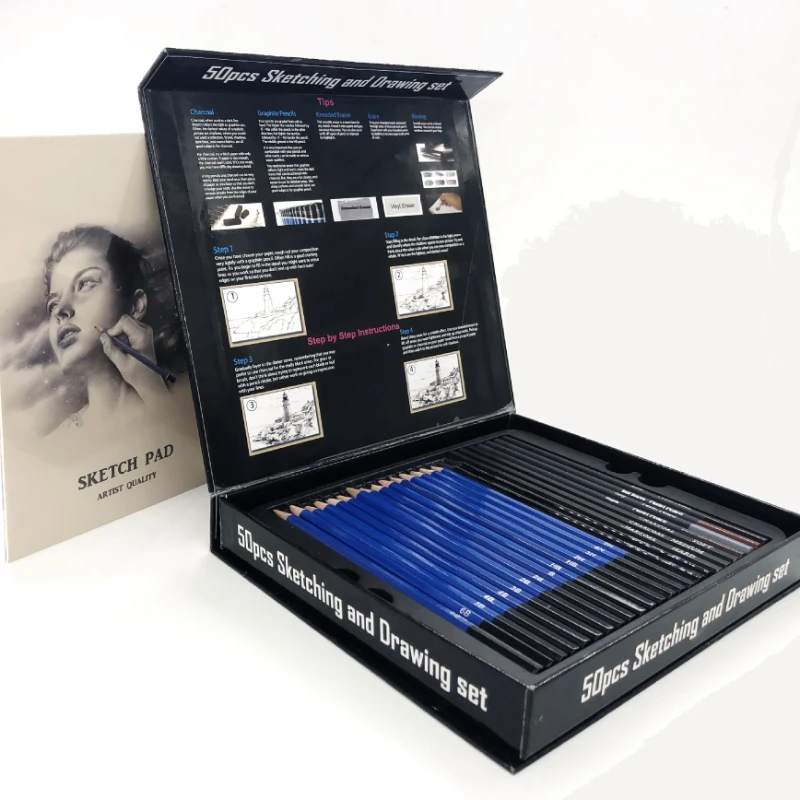 50 Pcs Sketching Pencil Set Wo - Sketching Charcoal Set avis et prix
