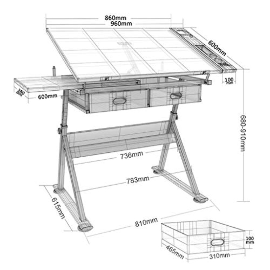 Drafting Table with Storage He - Art & Craft Be avis et prix