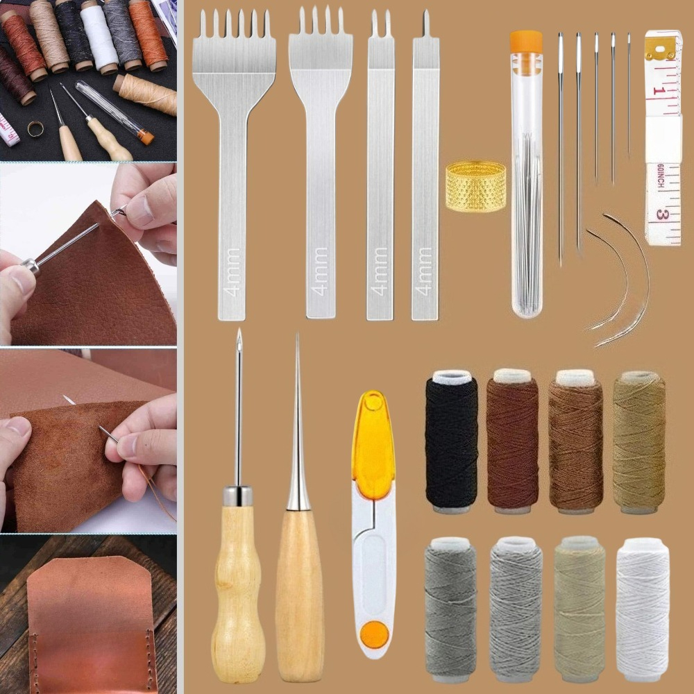 34 Pcs Leather Pouch Kit,Hole  - Punch Needle Kit avis et prix
