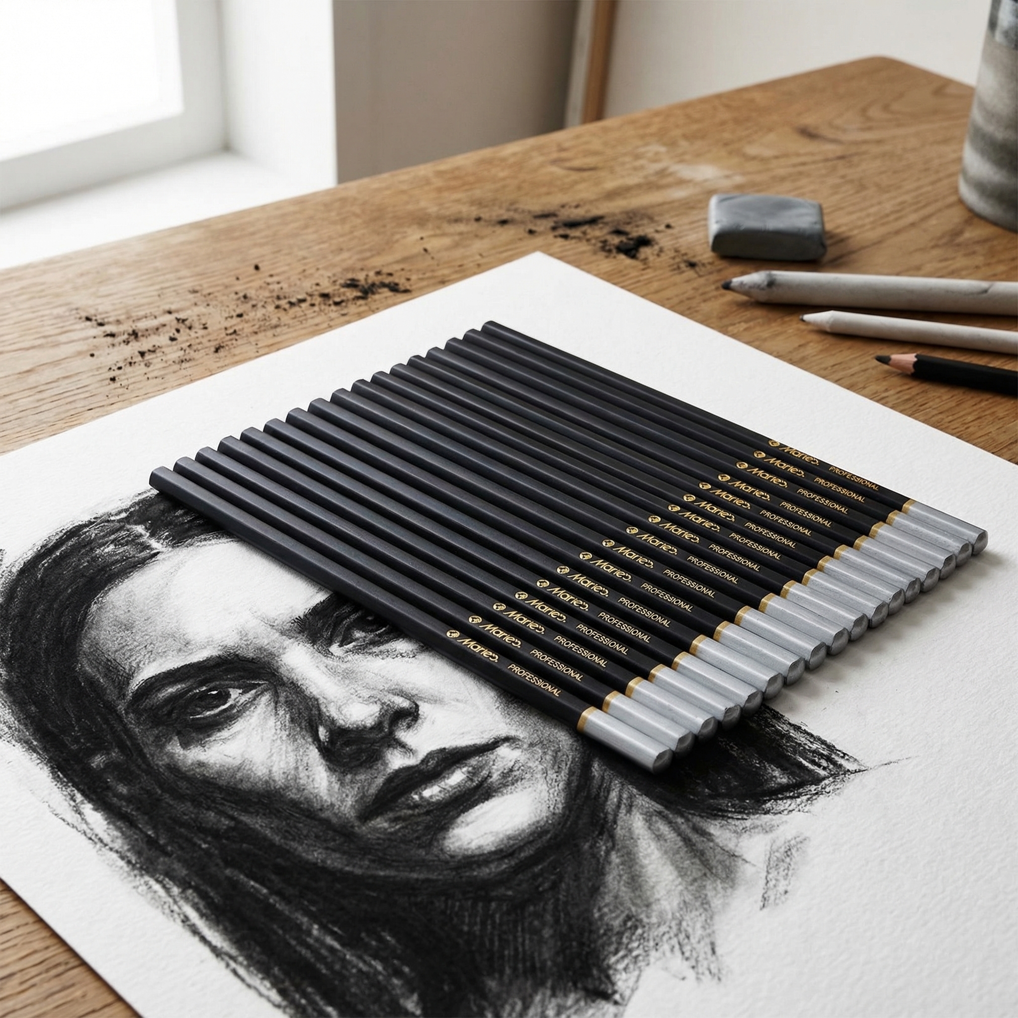 Marie's 12pcs Charcoal Pencils - Sketching Charcoal Set avis et prix