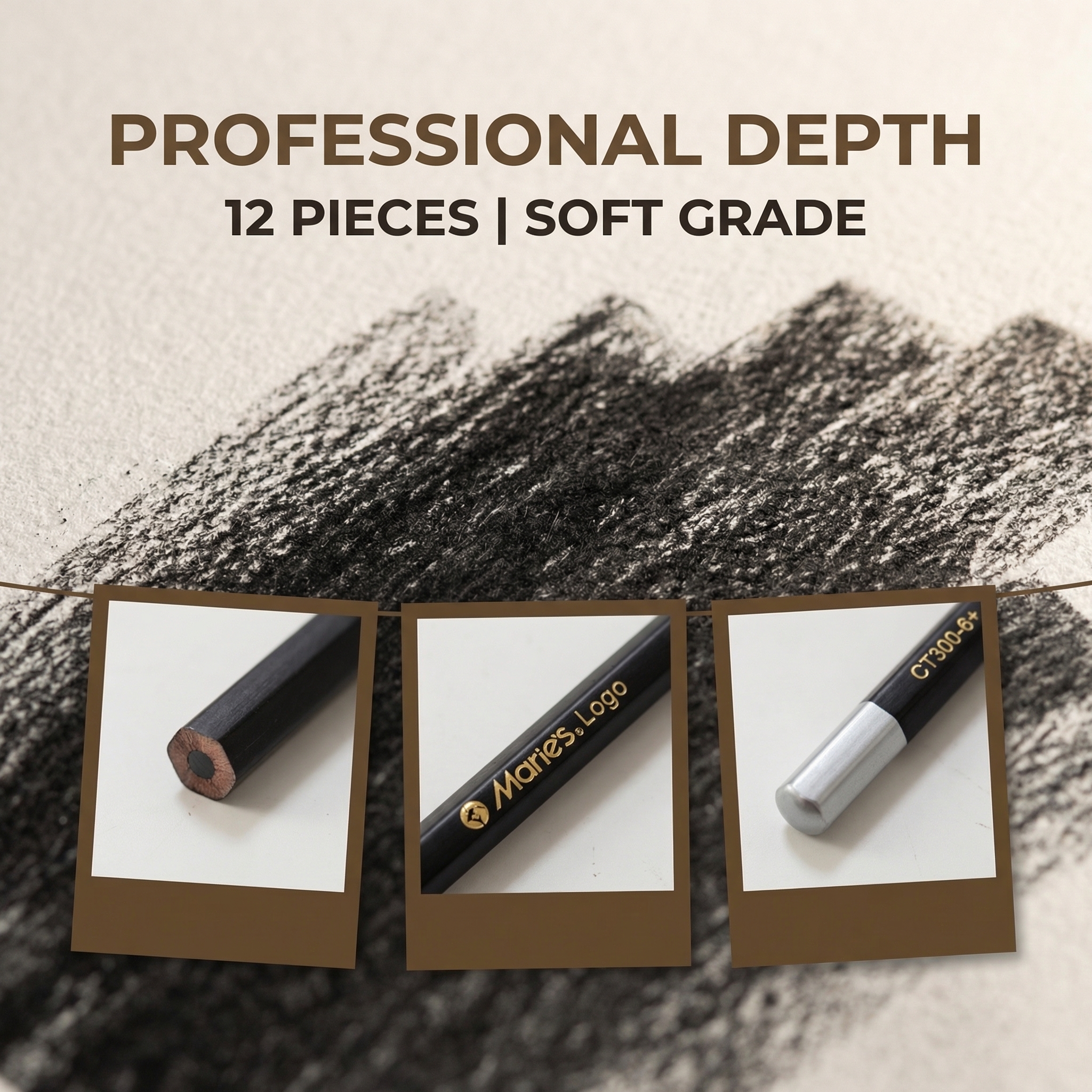 Marie's 12pcs Charcoal Pencils - Sketching Charcoal Set avis et prix
