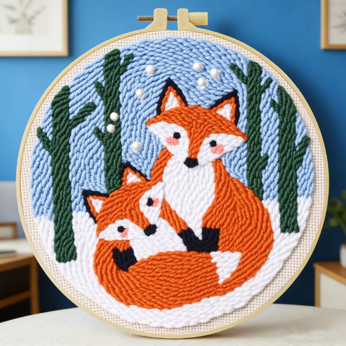 20X20CM/7.87inch Animal - Fox  - Punch Needle Kit avis et prix
