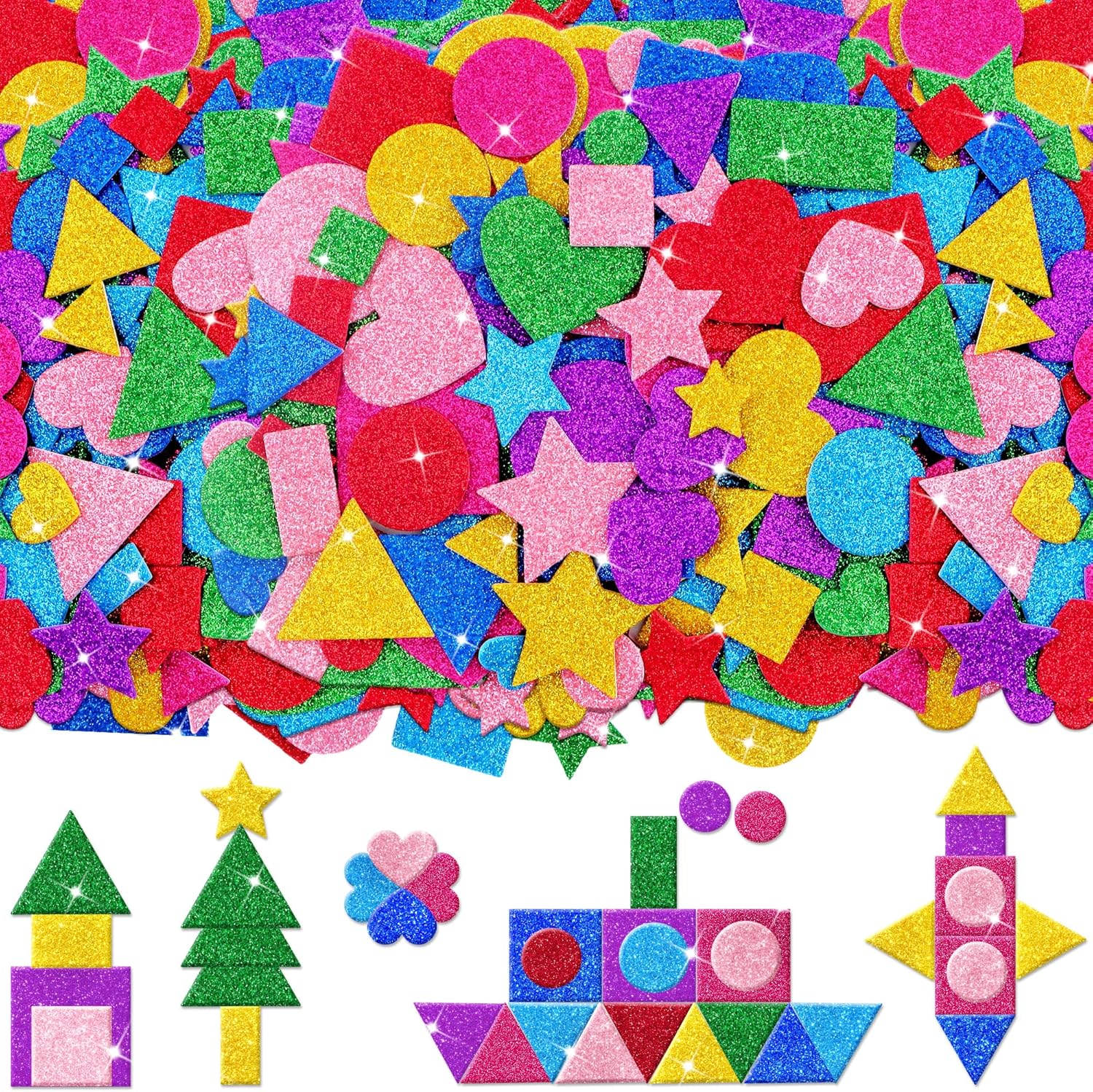 1000 Pcs Glitter Self Adhesive - Art Craft For Preschool avis et prix