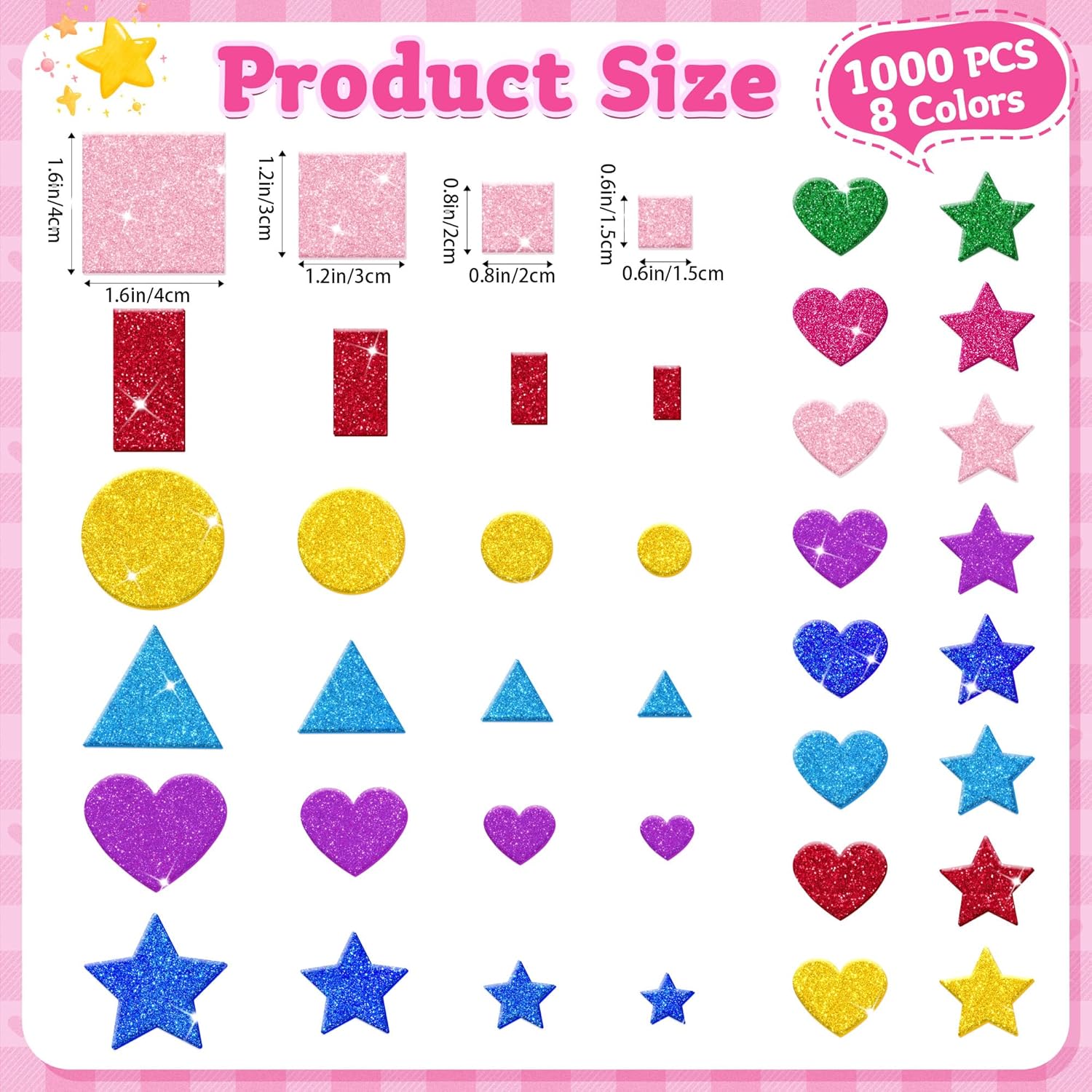 1000 Pcs Glitter Self Adhesive - Art Craft For Preschool avis et prix
