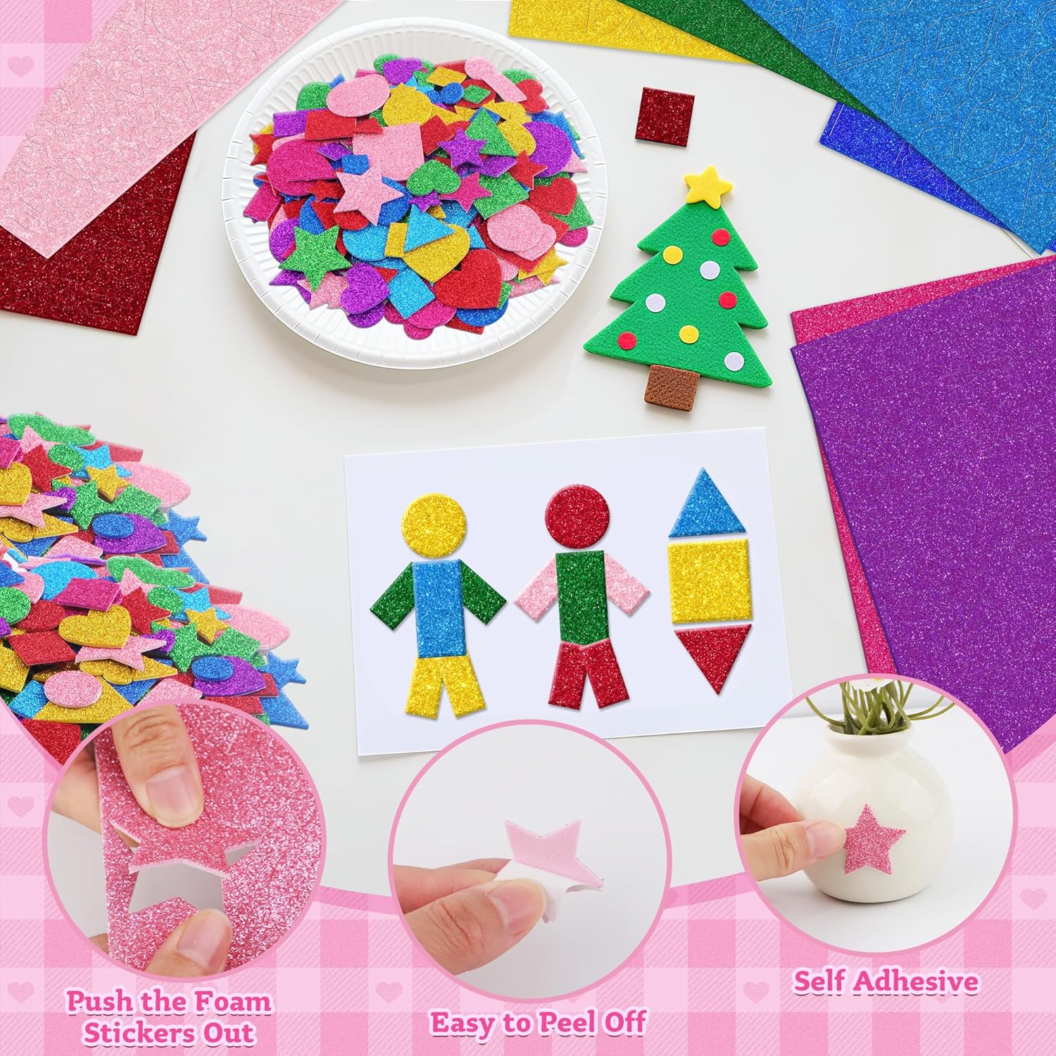 1000 Pcs Glitter Self Adhesive - Art Craft For Preschool avis et prix