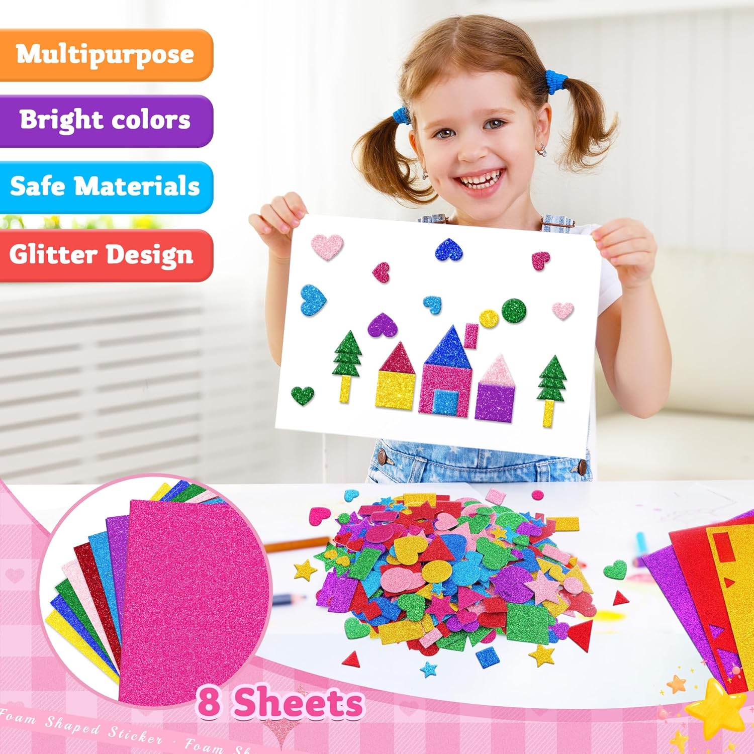 1000 Pcs Glitter Self Adhesive - Art Craft For Preschool avis et prix