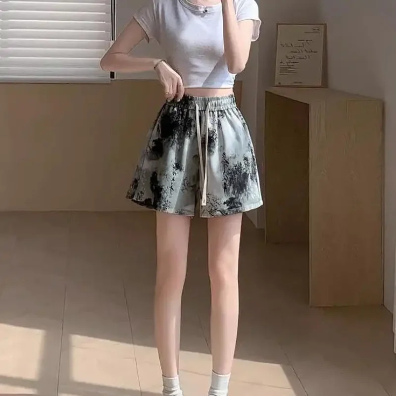 Women's Summer Ice Silk Shorts - Silk Painting Dye avis et prix